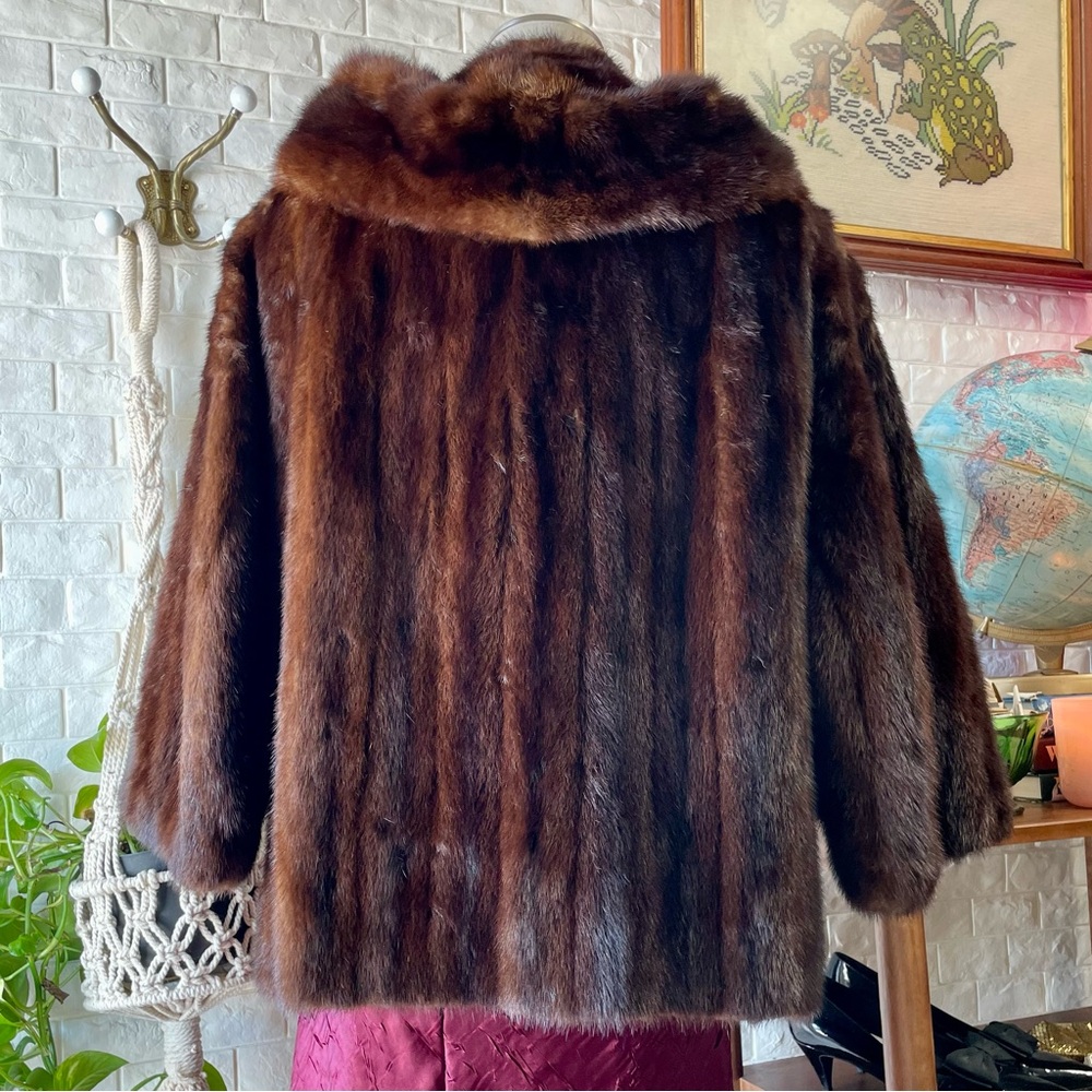 Vintage Brown German Kruse Gross Minneapolis High End Brown 100% Mink Fur Coat - Picture 7 of 15